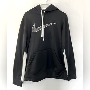 Nike Big Swoosh Hoodie Sweatshirt Therma-Fit Crewneck Jumper Black